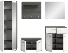 Garderoben-Set >Salsa< in Rauchsilber / Weiß Hochglanz - 250x192x37cm (BxHxT)