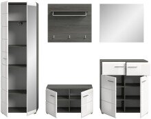 Garderoben-Set >Salsa< in Rauchsilber / Weiß Hochglanz - 250x192x37cm (BxHxT)