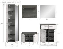 Garderoben-Set >Salsa< in Rauchsilber / Weiß Hochglanz - 250x192x37cm (BxHxT)