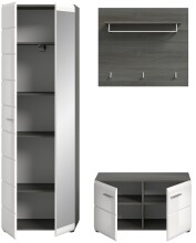 Garderoben-Set >Salsa< in Rauchsilber / Weiß Hochglanz - 155x192x37cm (BxHxT)