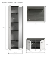 Garderoben-Set >Salsa< in Rauchsilber / Weiß Hochglanz - 155x192x37cm (BxHxT)