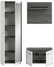 Garderoben-Set >Salsa< in Rauchsilber / Weiß Hochglanz - 155x192x37cm (BxHxT)
