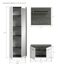 Garderoben-Set >Salsa< in Rauchsilber / Weiß Hochglanz - 155x192x37cm (BxHxT)