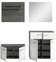 Garderoben-Set >Salsa< in Rauchsilber / Weiß Hochglanz - 175x192x37cm (BxHxT)