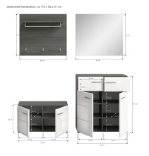 Garderoben-Set >Salsa< in Rauchsilber / Weiß Hochglanz - 175x192x37cm (BxHxT)