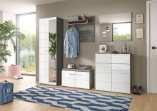 Garderoben-Set >Salsa< in Rauchsilber / Weiß Hochglanz - 175x192x37cm (BxHxT)