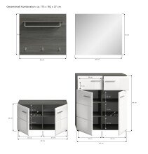 Garderoben-Set >Salsa< in Rauchsilber / Weiß Hochglanz - 175x192x37cm (BxHxT)