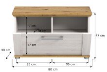Sitzbank >Verona< in Sibiu Lärche, Spannplatte/Spannplatte - 80x47x39cm (BxHxT)