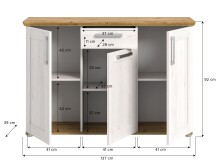 Kommode >Verona< in Sibiu Lärche, Spannplatte/Spannplatte - 137x92x39cm (BxHxT)