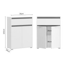 Schuhschrank >Torino< in Weiß - 76x102x35cm (BxHxT)