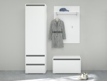 Garderobenschrank >Torino< in Weiß - 54x190x35cm (BxHxT)