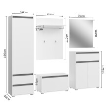 Garderoben-Set >Torino< in Weiß - 236x190x35cm (BxHxT)