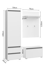 Garderoben-Set >Torino< in Weiß - 145x190x35cm (BxHxT)