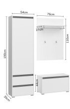 Garderoben-Set >Torino< in Weiß - 145x190x35cm (BxHxT)