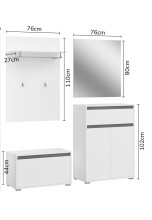Garderoben-Set >Torino< in Weiß - 167x190x35cm (BxHxT)