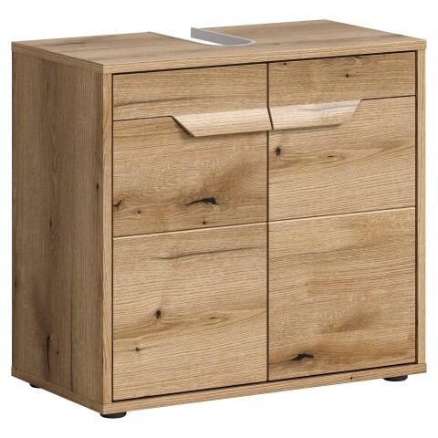 Waschbeckenunterschrank >Zeno< in Evoke Oak, Spannplatte/MDF - 64x60x34 (BxHxT)