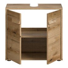 Waschbeckenunterschrank >Zeno< in Evoke Oak, Spannplatte/MDF - 64x60x34 (BxHxT)