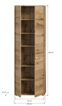Hochschrank >Zeno< in Evoke Oak, Spannplatte/MDF - 64x189x32cm (BxHxT)