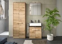Badezimmerspiegelschrank >Zeno< in Evoke Oak, Spannplatte/MDF - 64x68x20 (BxHxT)