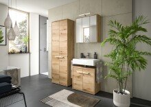 Badezimmerspiegelschrank >Zeno< in Evoke Oak, Spannplatte/MDF - 64x68x20 (BxHxT)