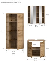 Badezimmer-Set >Zeno< in Evoke Oak, Spannplatte/MDF - 143x189x34cm (BxHxT)