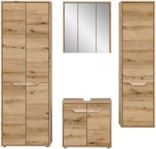 Badezimmer-Set >Zeno< in Evoke Oak, Spannplatte/MDF - 202x189x34cm (BxHxT)