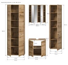 Badezimmer-Set >Zeno< in Evoke Oak, Spannplatte/MDF - 202x189x34cm (BxHxT)