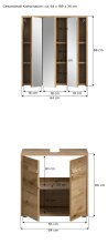 Badezimmer-Set >Zeno< in Evoke Oak, Spannplatte/MDF - 64x189x34cm (BxHxT)