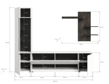 Wohnwand >Ben< in Weiß - 250x190x35cm (BxHxT)