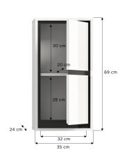 Hängeschrank >Jaru< in Weiß Hochglanz - 35x69x24cm (BxHxT)