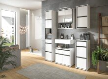 Badezimmerspiegelschrank >Jaru< in Weiß Hochglanz - 60x69x16cm (BxHxT)