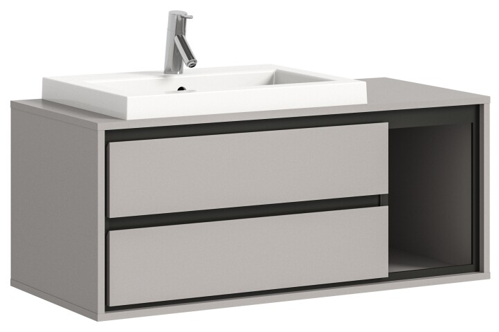 Waschtisch-Set >Jaru< in Grau - 100x48x48cm (BxHxT)