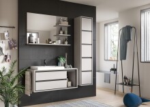 Spiegel >Jaru< in Grau / Spiegelfront - 100x69x16cm (BxHxT)