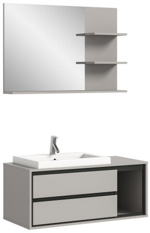 Badezimmer-Set >Jaru< in Grau - 100x192x48cm (BxHxT)