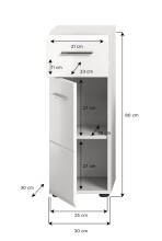 Hochschrank >Ice< in Weiß Hochglanz - 30x80x30cm (BxHxT)