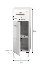 Hochschrank >Ice< in Weiß Hochglanz - 30x80x30cm (BxHxT)