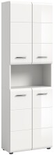 Badezimmer Hochschrank >Ice< in Weiß Hochglanz - 60x185x30cm (BxHxT)