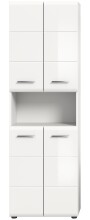 Badezimmer Hochschrank >Ice< in Weiß Hochglanz - 60x185x30cm (BxHxT)