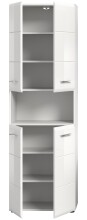 Badezimmer Hochschrank >Ice< in Weiß Hochglanz - 60x185x30cm (BxHxT)