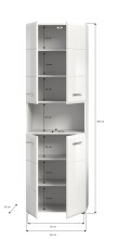Badezimmer Hochschrank >Ice< in Weiß Hochglanz - 60x185x30cm (BxHxT)