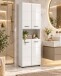 Badezimmer Hochschrank >Ice< in Weiß Hochglanz - 60x185x30cm (BxHxT)