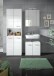 Badezimmer Hochschrank >Ice< in Weiß Hochglanz - 60x185x30cm (BxHxT)