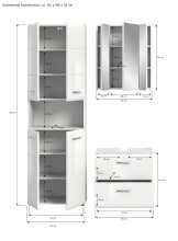 Badezimmer-Set >Ice< in Weiß Hochglanz - 135x190x32cm (BxHxT)