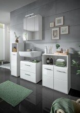 Badezimmer-Set >Ice< in Weiß Hochglanz - 135x190x32cm (BxHxT)