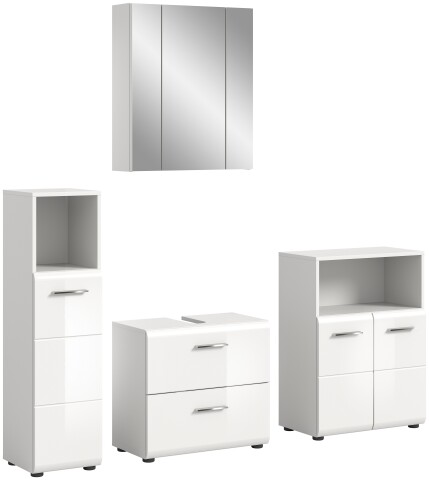Badezimmer-Set >Ice< in Weiß Hochglanz - 180x190x32cm (BxHxT)