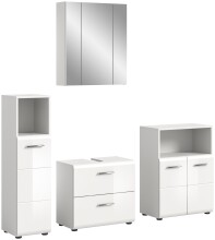 Badezimmer-Set >Ice< in Weiß Hochglanz -...