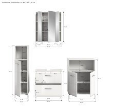 Badezimmer-Set >Ice< in Weiß Hochglanz - 180x190x32cm (BxHxT)