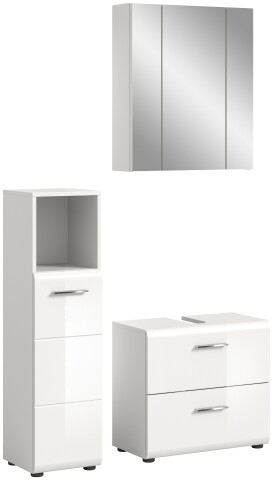Badezimmer-Set >Ice< in Weiß Hochglanz - 105x190x32cm (BxHxT)