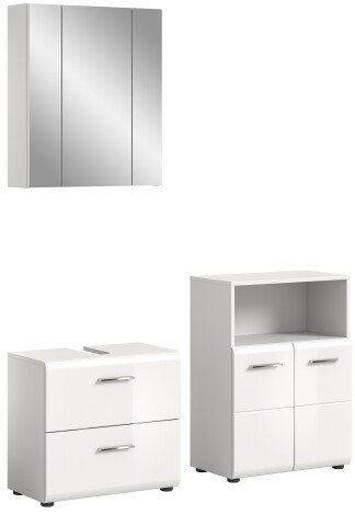 Badezimmer-Set >Ice< in Weiß Hochglanz - 135x190x32cm (BxHxT)