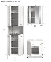 Badezimmer-Set >Ice< in Weiß Hochglanz - 135x190x32cm (BxHxT)